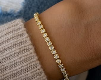 Handmade Tennis Bracelet Gold Tennis