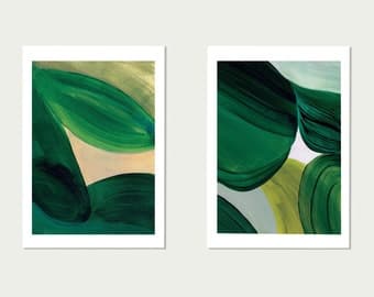 Emerald Green Abstract Art Print Set: Minimalist Wall Decor (Digital Download) by etsy