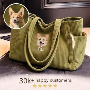 Custom Embroidered Pet Portrait Tote Bag