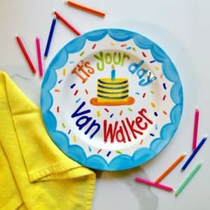 Personalized First Birthday Plate, Custom Handpainted Ceramic Plate boys colorful sprinkles by etsy