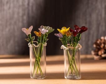 Mini Glass Flower Bouquet: Handcrafted Borosilicate Figurine, Home Decor by etsy