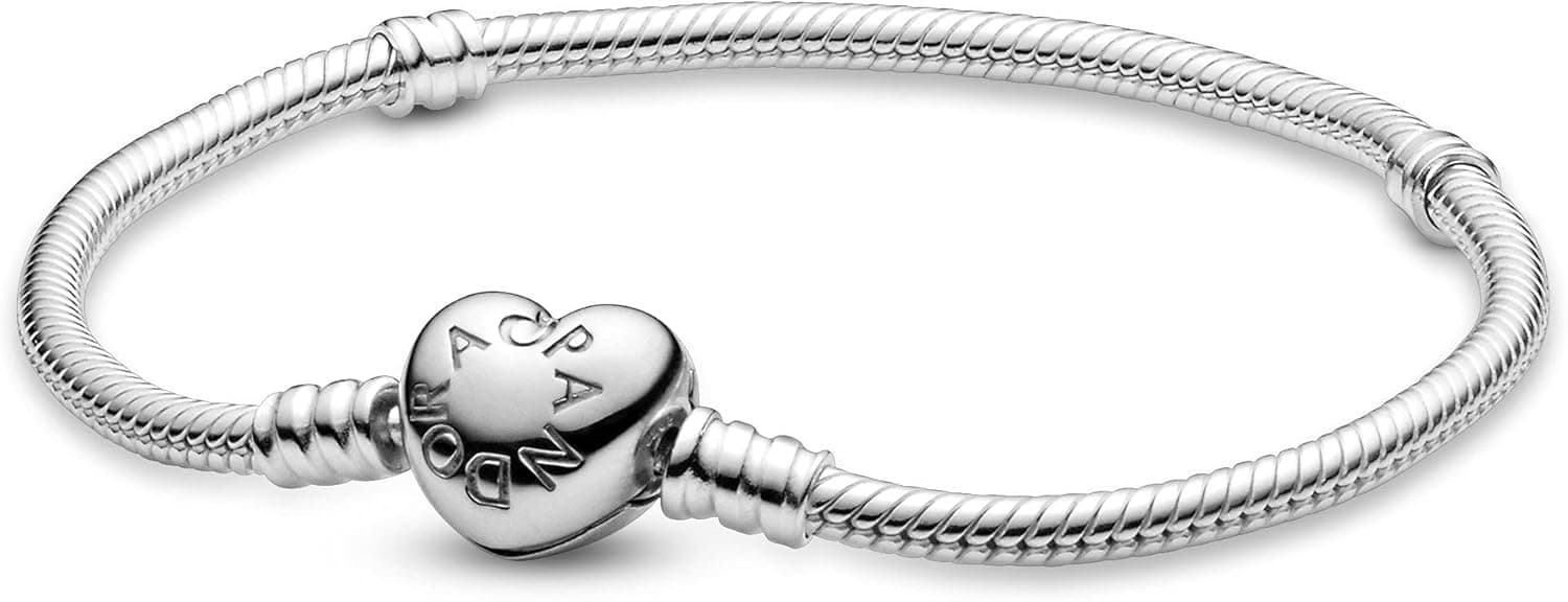 PANDORA Moments Heart Clasp Snake Chain Bracelet, Sterling Silver, 6.7" by pandora
