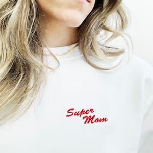 Super Mom Embroidered Crewneck by etsy