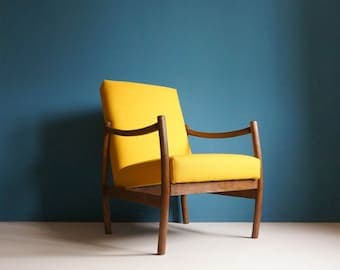 Vintage Armchair from Mid Century, Mustard, Restored by etsy