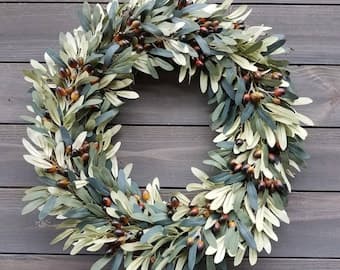 Faux olive wreath , Every Day Wreath by etsy