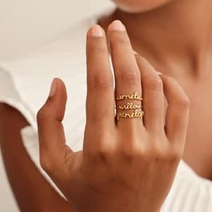 Custom Ring With Hammered Band KyUc Studio - Name Rings - Mother's Day - Christmas Gifts by etsy