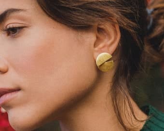 18k Gold Plated Stud Earrings - Handmade Minimalist Jewelry by etsy