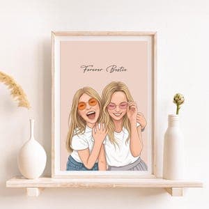 Custom Cartoon Portrait, Best Friend Gift, Personalized Digital Print by etsy