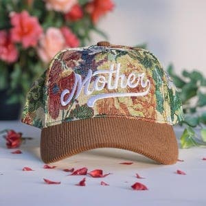 Mother Hat, Mom, Momma, Mama, Floral Jacquard w/Corduroy Brim by etsy