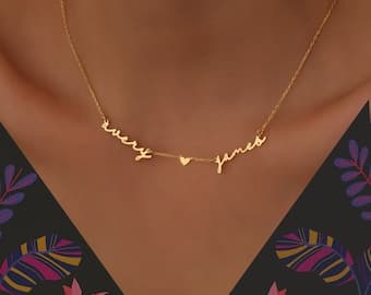 Two Name Handwriting Necklace by etsy