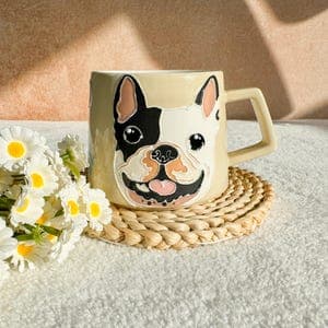 Custom Embossed Underglaze Paint Pet Mug | Handmade Ceramic Coffee Cup, Cat or Dog Portrait by etsy