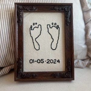 Personalized Baby Footprint Yarn Art: Keepsake Gift for Mom by etsy