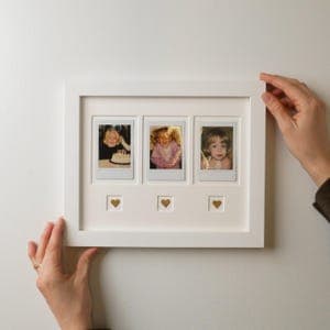 Mother's Day Polaroid Frame with Brass Hearts | Custom Photo Mat (Instax Mini) by etsy