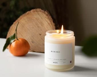 HINOKI Essential Oil Candle /// Grapefruit, Hinoki, Cypress by etsy